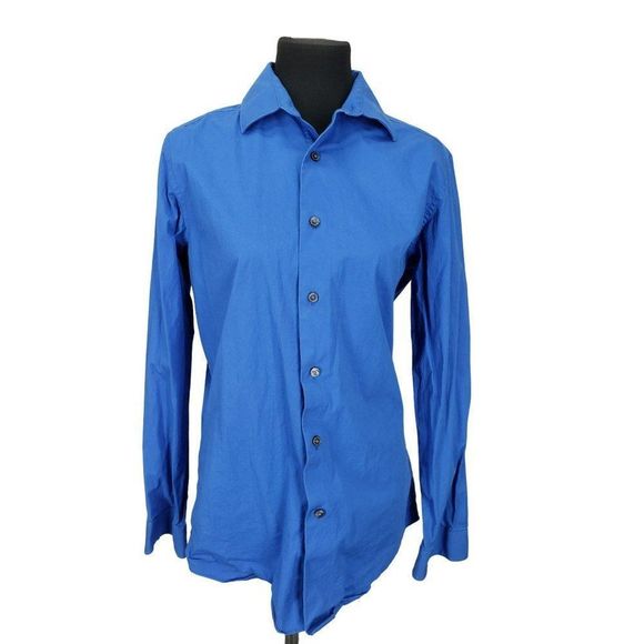 Apt.9 Stretch Slim Fit Royal Blue Neck Size 15 and a half 34/35 Men's Button Up - Picture 1 of 7